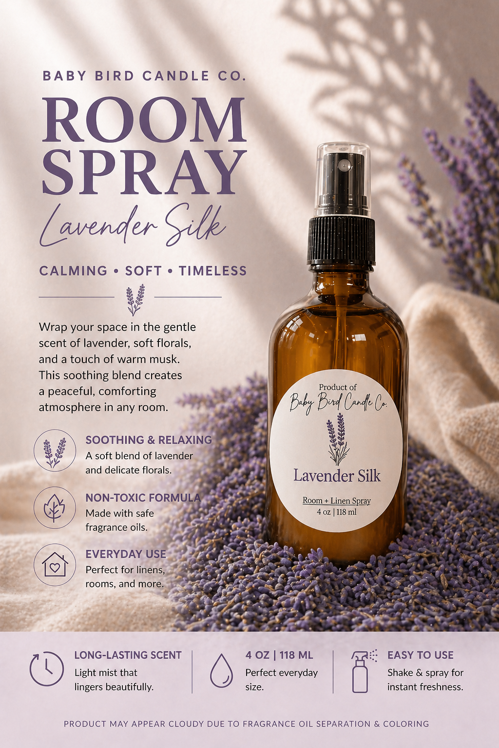 Lavender silk Room & Linen Spray