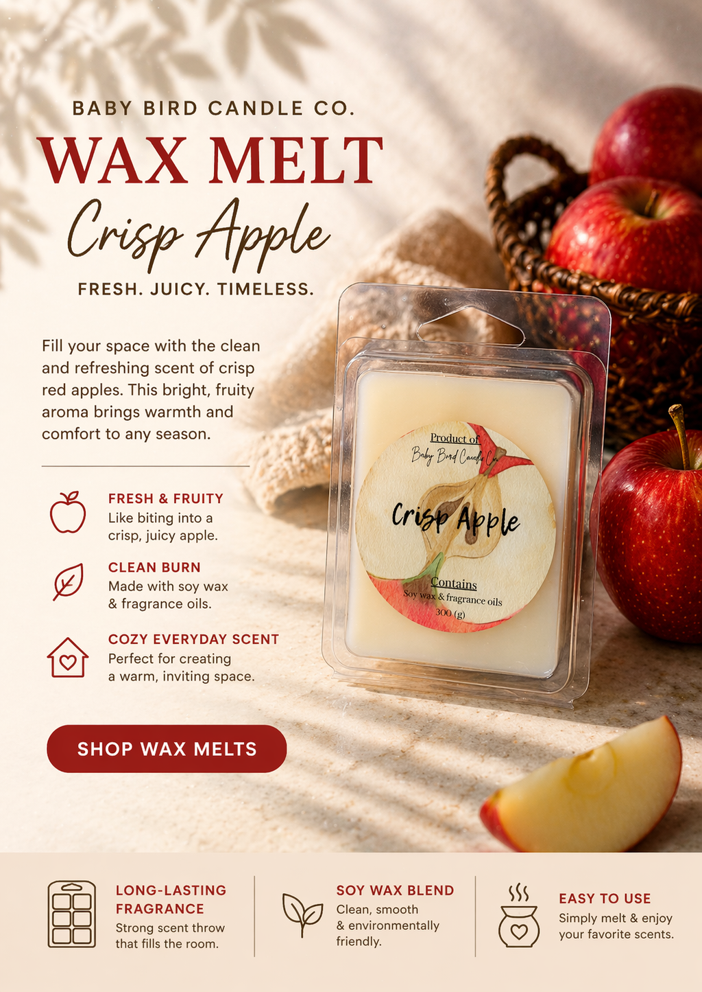 Crisp apple Wax melt