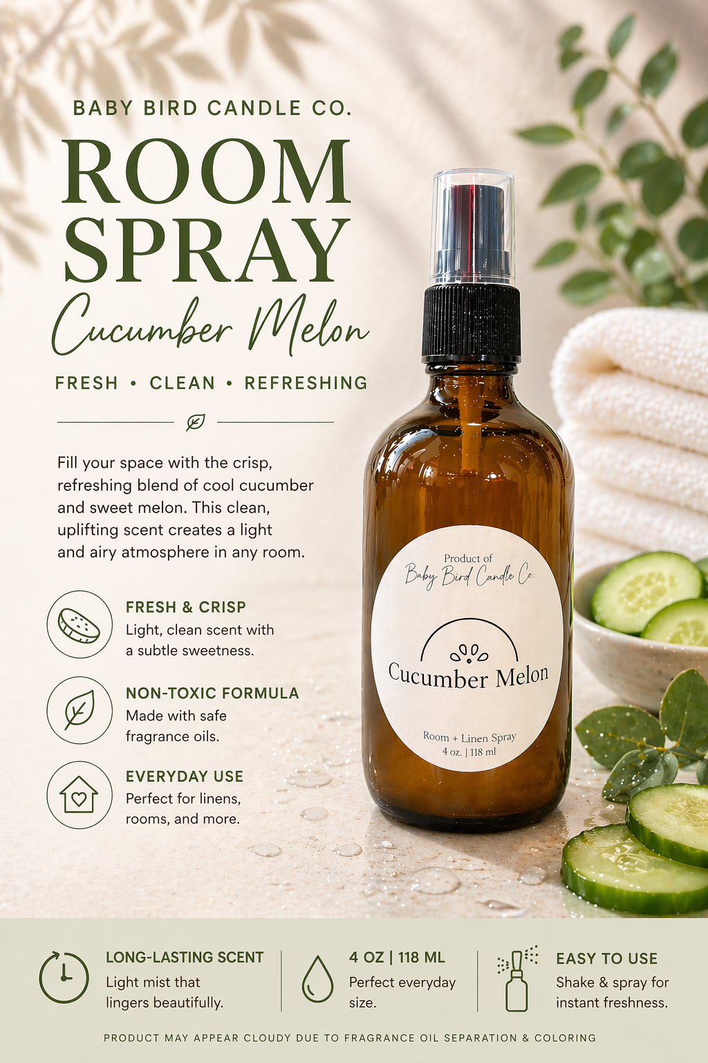Cucumber Melon Room & Linen Spray